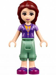 LEGO Minifigure-Joy, Sand Green Cropped Trousers, Lavender and Dark Purple Vest Top over Bright Light Orange Shirt-Friends-FRND150-Creative Brick Builders